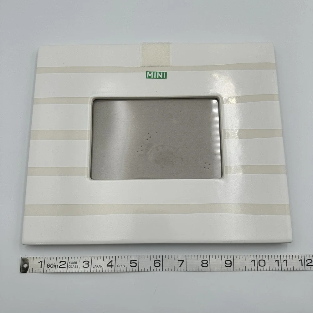 Coton Colors Happy Everything White‎ Striped 4x6 Picture Frame Mini Heart Attach